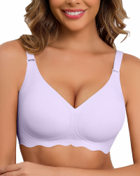 HORISUN Bequemer, Nahtloser BH mit vollständiger Abdeckung für Damen, kabellose BHS mit weicher Unterstützung, Normale und große Größen S Jacquard Helles Violett Angebot bei HelloDeals