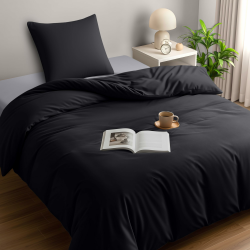 Utopia Bedding Bettwäsche 140x200 Set - Mikrofaser Bettbezug 140x200 cm + 1 Kissenbezug 65x65 cm - Schwarz 140x200cm + 1 x Kissenbezug 65x65cm Schwarz Angebot bei HelloDeals