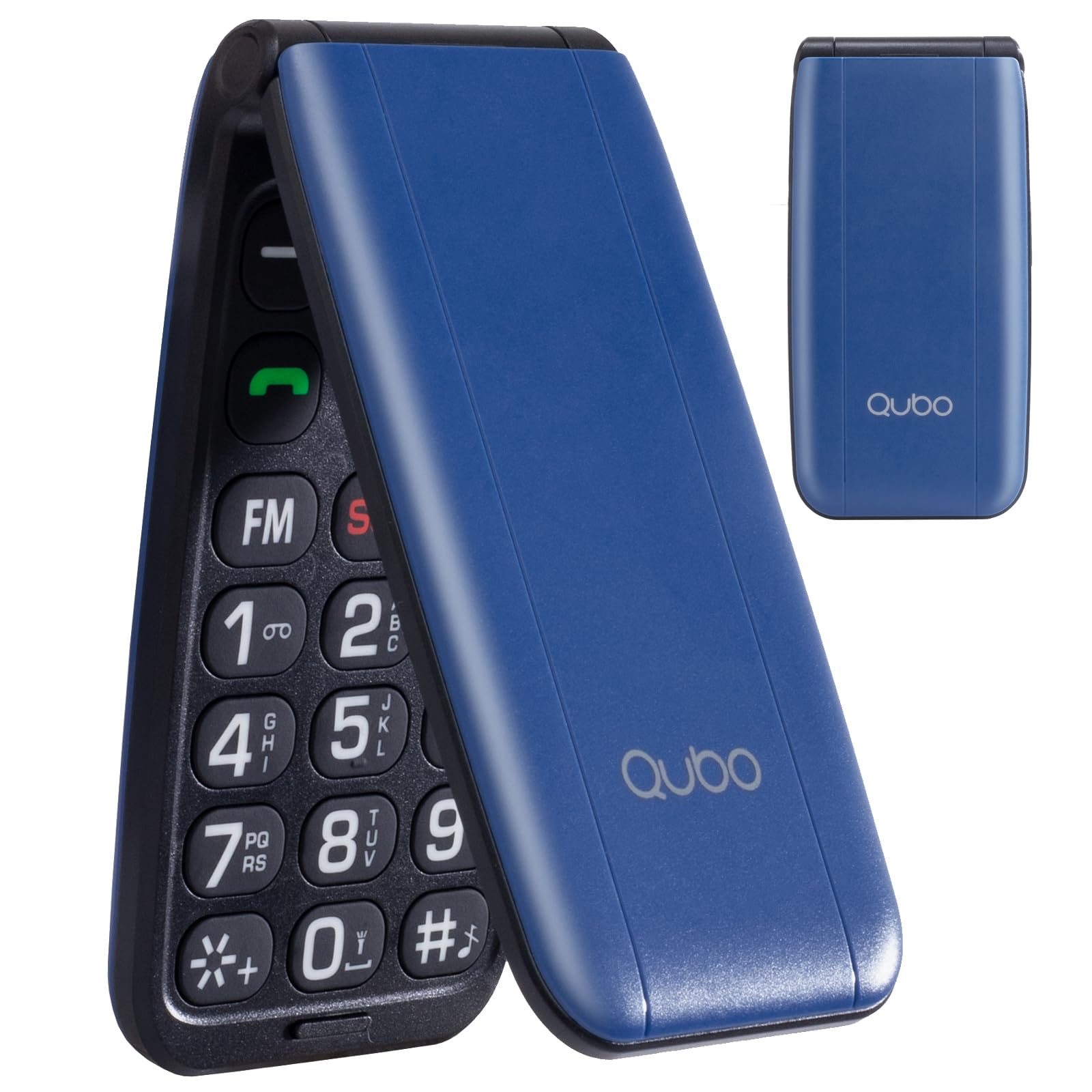 Qubo Flip Phone Seniorenhandy Klapphandy Ohne Vertrag Handy große Tasten Mobiltelefon für Senioren Display 2,4 Zoll, SOS-Funktion, Unterstützung Dual-SIM,Schnellanruf, FM-Radio,Taschenlampe, Blau Angebot bei HelloDeals