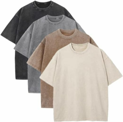 Oversized T-Shirt für Herren Heavy Baumwolle Regular Fit Basic Männer T-Shirt Set Casual Sommer Tops Braun/Beige/Grau/Schwarz S Angebot bei HelloDeals