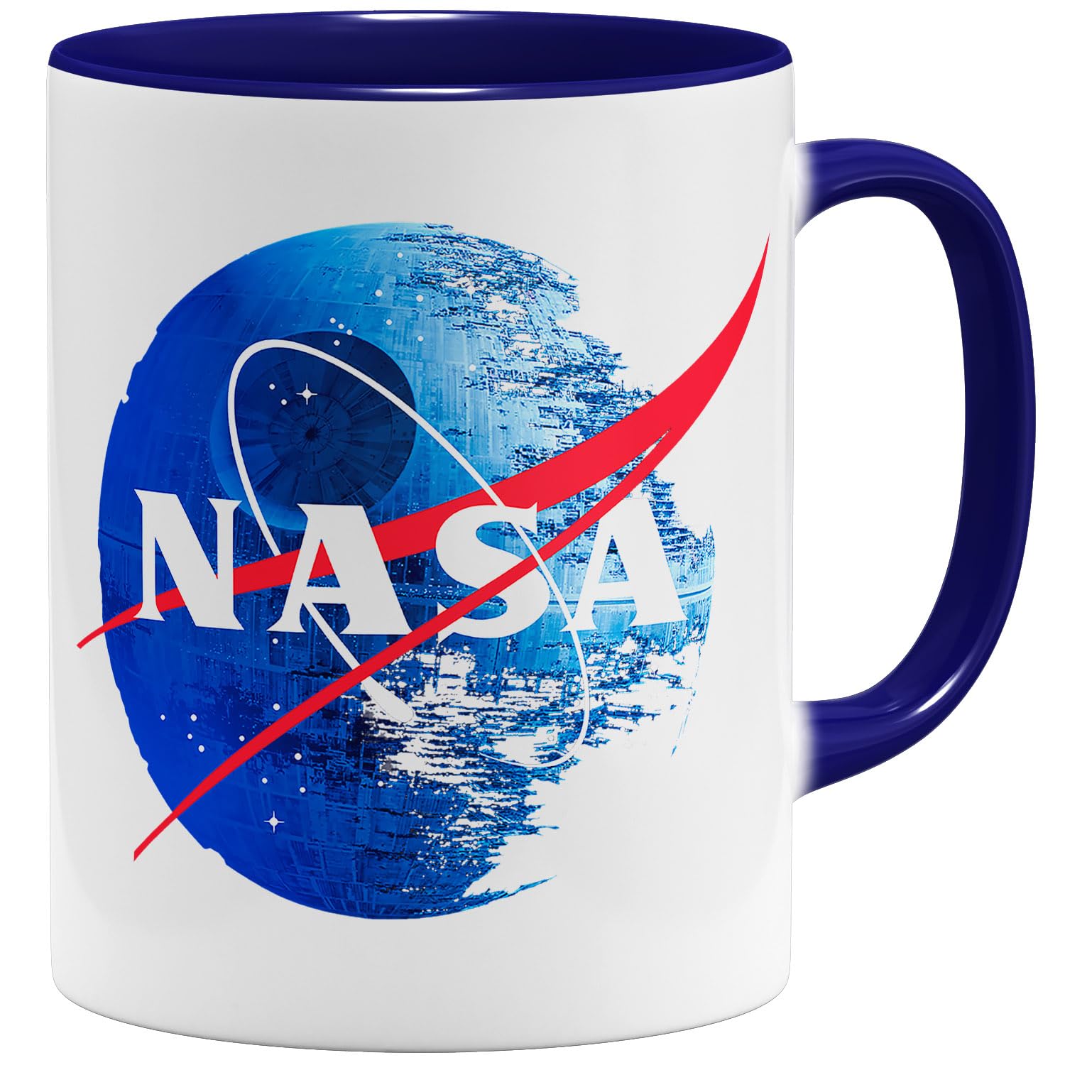 OM3® Empire Death Star Kaffee-Tasse NASA Style Logo Weltraum Sci Fi - Keramik Becher - 11oz 325ml - Beidseitig Bedruckt - Dunkelblau Angebot bei HelloDeals