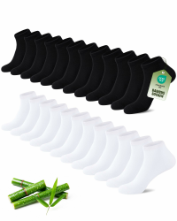 12/24 Paar Sneaker Socken Herren Damen aus Bambus,Anti-Geruch Atmungsaktiv Weiche Halbsocken, Kurze Sneakersocken für Alltag, Freizeit, Shopping & Zuhause 43-46 Schwarz-Weiß Angebot bei HelloDeals