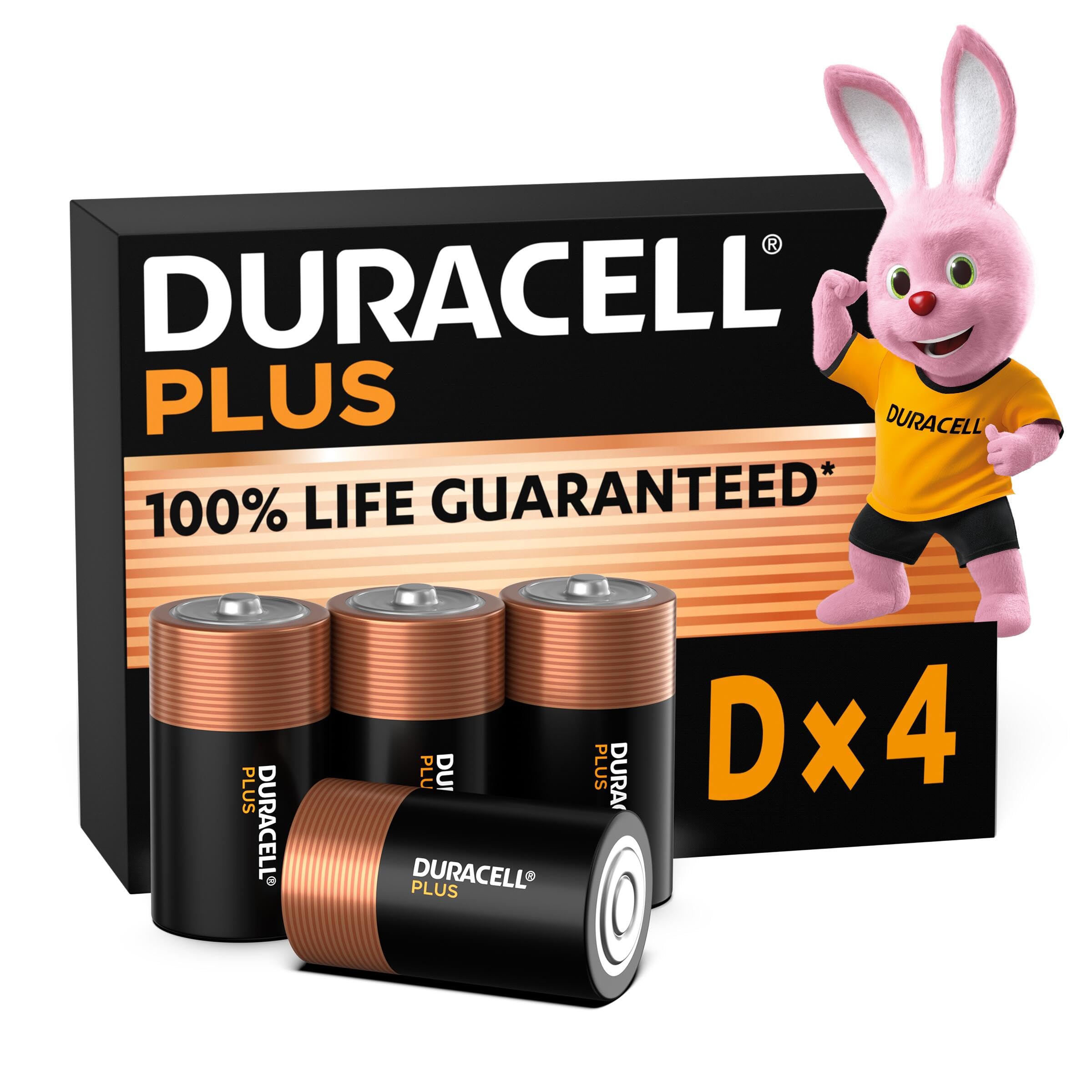 Duracell Plus D Batterien, LR20, 4 Stück, Alkaline Batterien D für Alltagsgeräte Größe D 4 Stück Angebot bei HelloDeals