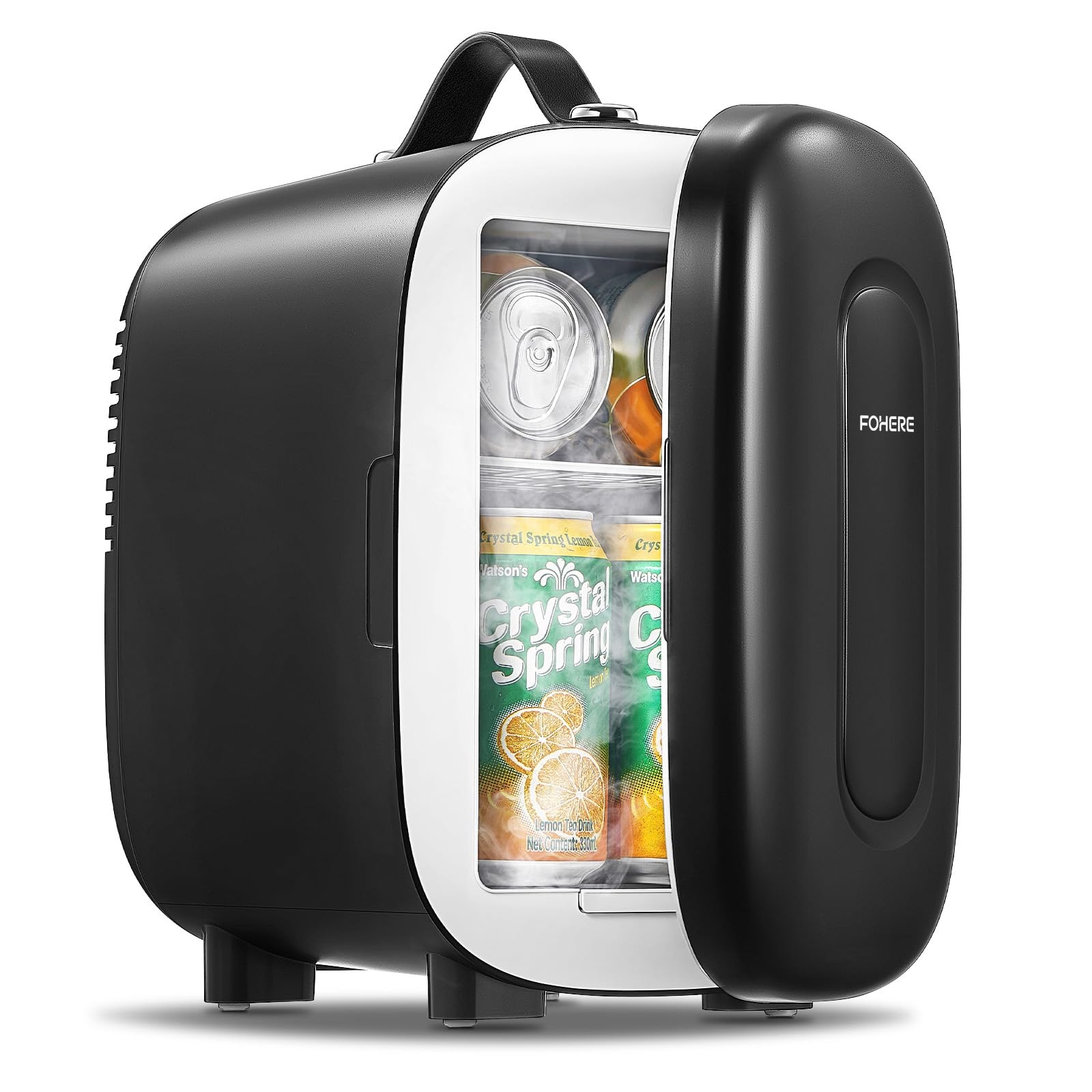 FOHERE Mini Kühlschrank 5 Liter/6 Dosen, Mini-Kühlschranke 220V AC/12V DC, Kühler und Wärmer für Zimmer, Skincare, Büro, Auto, Kleiner Kühlschrank Leise für Kosmetik, Obst oder Getränke, Schwarz Angebot bei HelloDeals