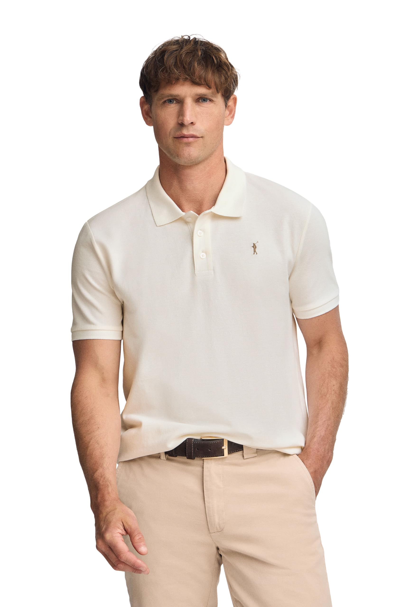 Polo Club Polo Kurzarm Herren-Poloshirt aus 100% Baumwolle mit gesticktem Logo L Ecru - Beige Angebot bei HelloDeals