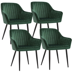 SONGMICS Esszimmerstuhl, 4er Set, Küchenstuhl, Sessel, Samt, Polsterstuhl mit Armlehnen, Loungesessel, bis 120 kg belastbar, Metallbeine, für Esszimmer, Küche, grün-tintenschwarz LDC087C01-4 Grün + Tintenschwarz 4er Set Angebot bei HelloDeals