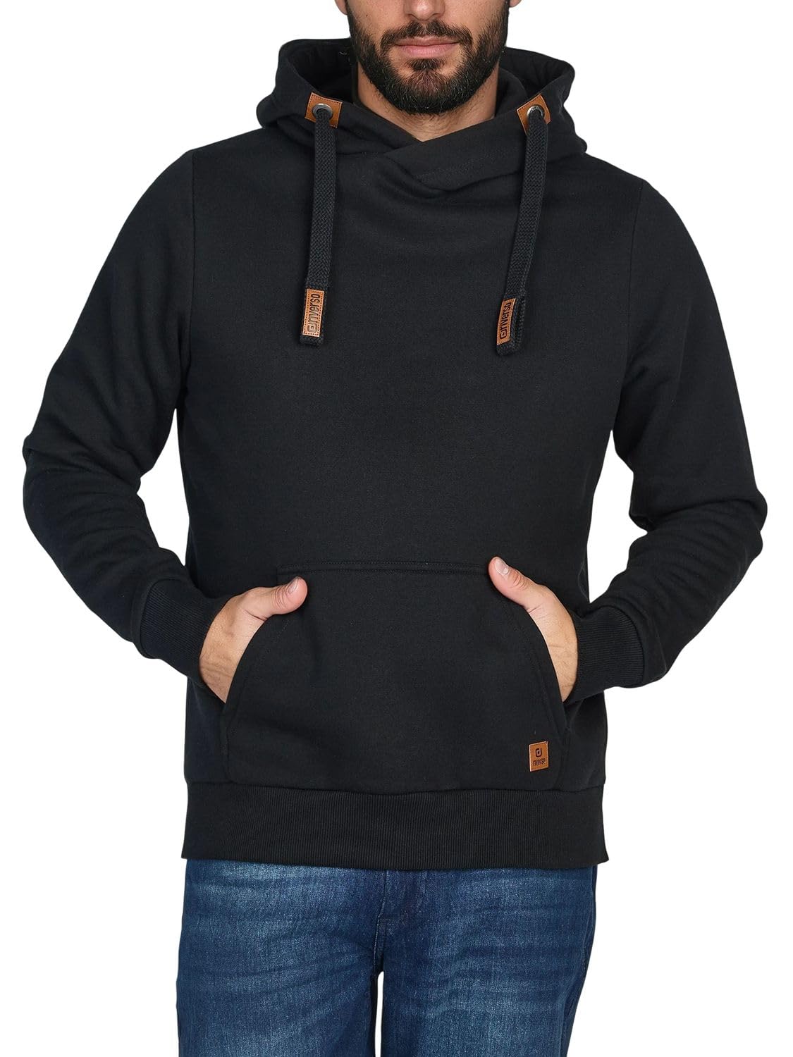riverso Hoodie Herren Regular Fit RIVNiklas Kapuzenpullover Pullover Cross-Over-Kragen Grau Braun Grün Rot Blau Schwarz Beige S M L XL XXL 3XL 4XL 5XL L Black (Bjd) Angebot bei HelloDeals