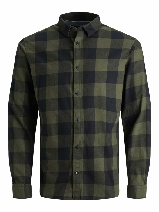 JACK & JONES Male Karohemd Slim Fit Karohemd M Dusty Olive/Fit:slim Fit Angebot bei HelloDeals