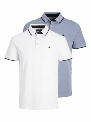 JACK & JONES Herren Jjepaulos Polo Ss 2pk Mp T-Shirt L Bright Cobalt/Weiß Angebot bei HelloDeals