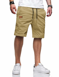 TARAINYA Kurze Hosen Herren Baumwolle Casual Shorts Herren Tunnelzug Elastische Sommer Chino mit Taschen XL A Hellkhaki Angebot bei HelloDeals
