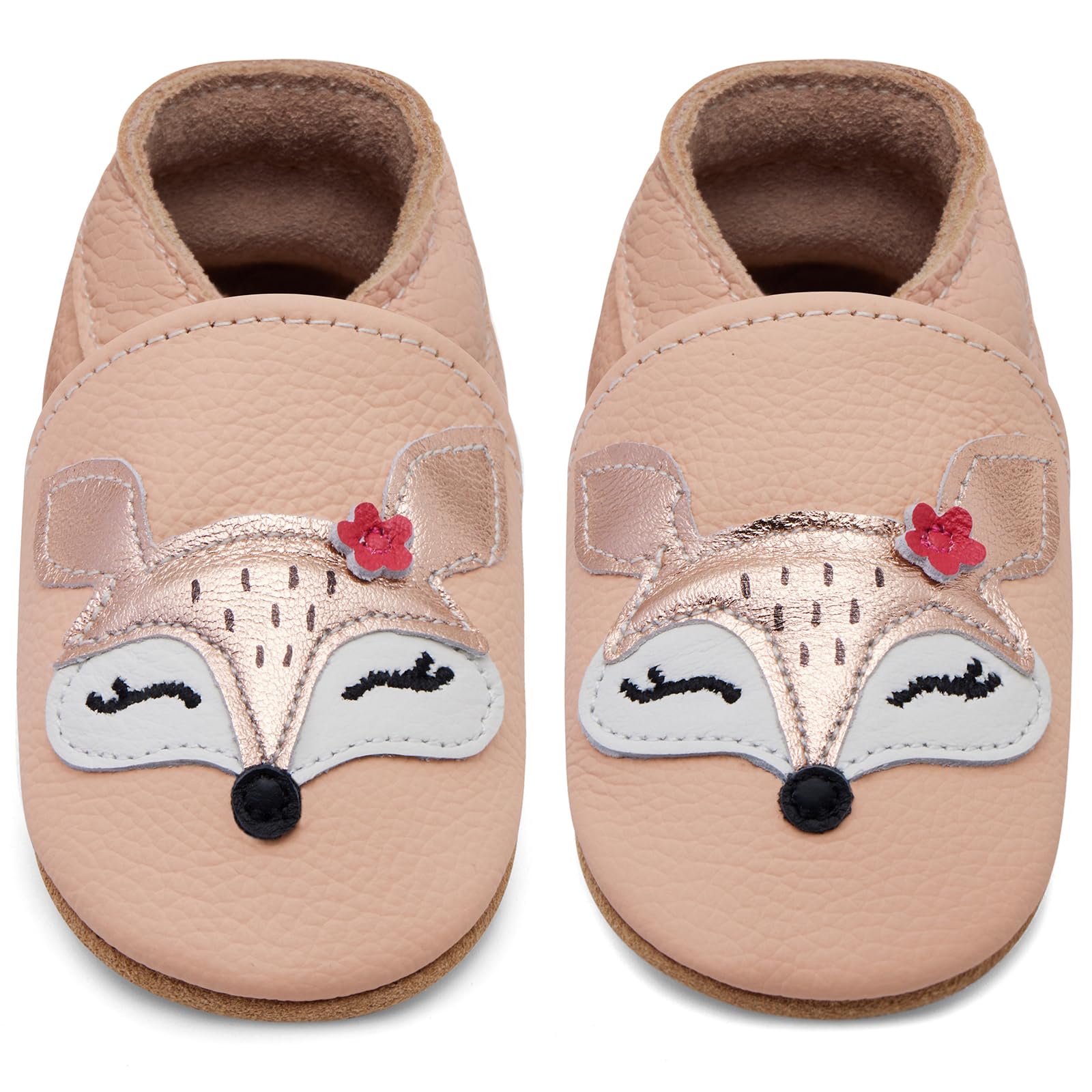 IceUnicorn Krabbelschuhe Baby Lauflernschuhe Jungen Mädchen Weicher Leder Babyhausschuhe Kleinkind Rutschfeste Lederschuhe Baby 12-18 Monate Blush Fuchs Angebot bei HelloDeals