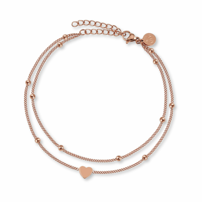 Fußkettchen Herz für Damen - Wasserfest I Mehrreihige Fußkette - Verstellbar I Filigraner Edelstahl Fußschmuck in Gold - Silber - Rosegold - Schwarz Angebot bei HelloDeals