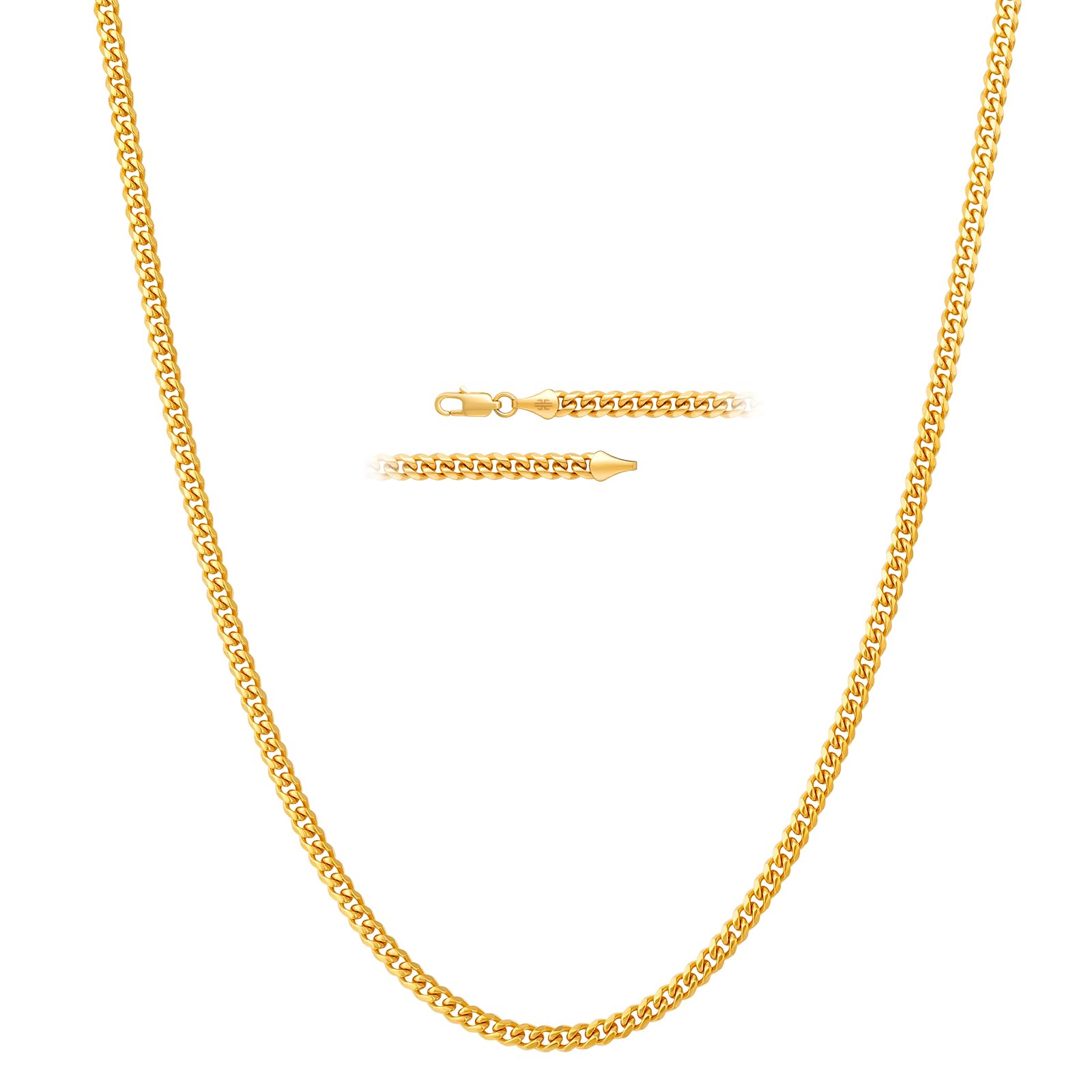 KRKC&CO Herren Kette mit Silberbeschichtung, 3mm/5mm Panzerkette mit Diamantschliff, Cuban Link Chains Kubanische Goldkette Silberkette, Nickelfrei Halskette, Geschenke für Männer, [Länge 45,7-66cm] 50.8 Zentimeter 24K Goldbeschichtung 3mm Angebot bei HelloDeals