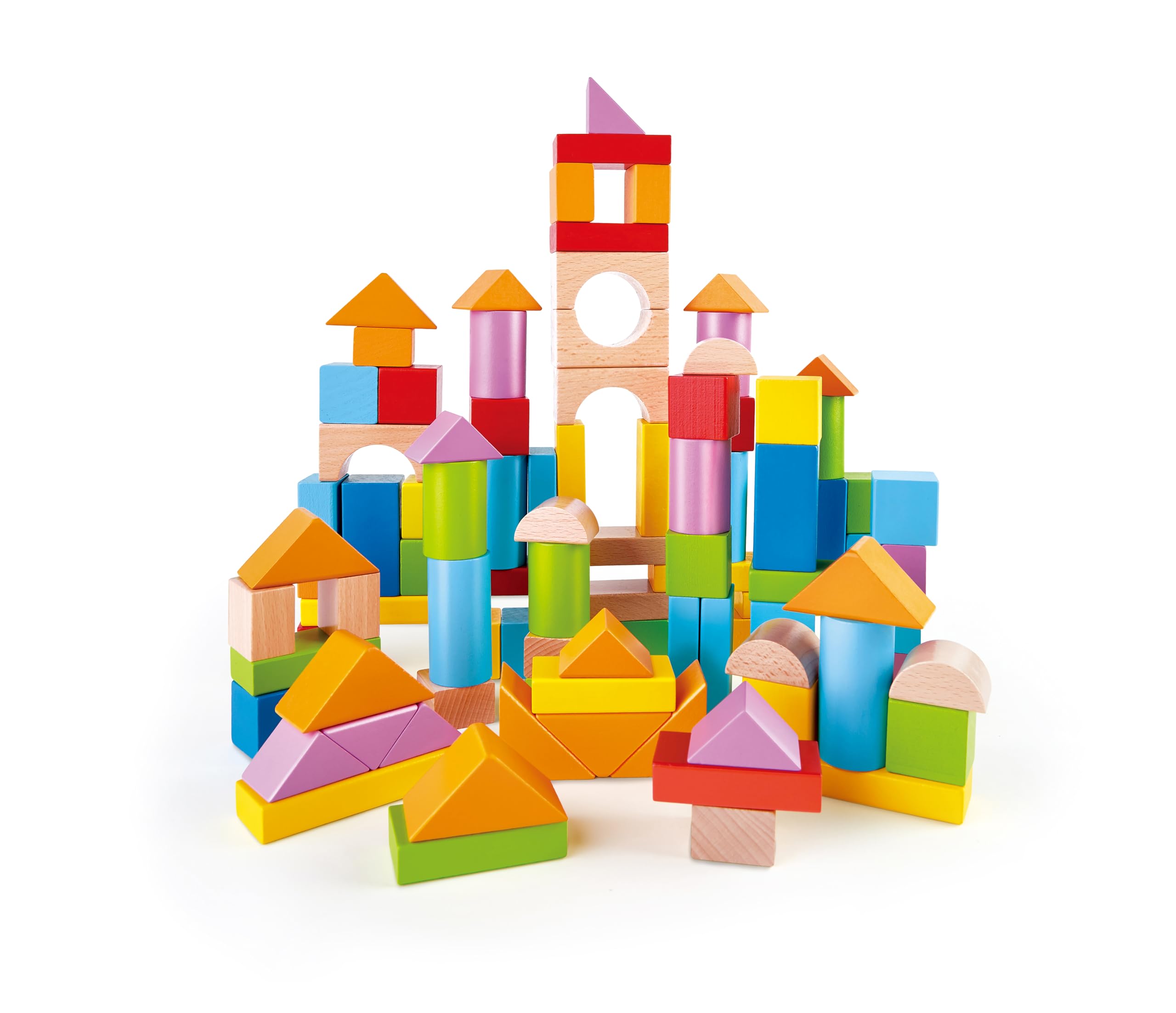 Hape Wunderbare Holzbausteine - 101-teiliges Set mit bunten Klötzen, Motorik- und Konstruktionsspielzeug, zur Förderung der Feinmotorik, für Kinder ab 12 Monaten Angebot bei HelloDeals