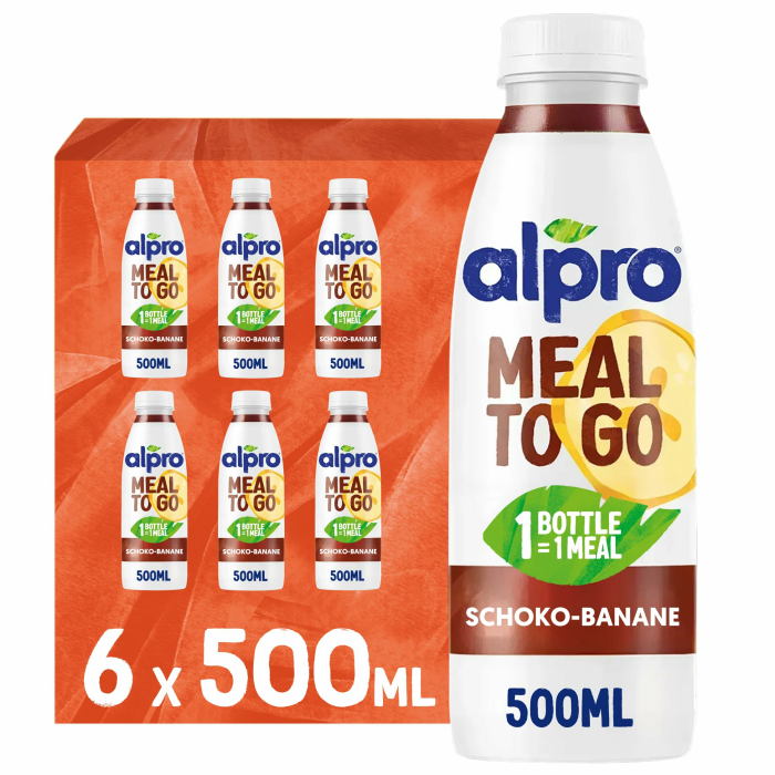 Alpro Meal To Go Schokoladen-Bananen Geschmack Geschmack – Proteinreiche Trinkmahlzeit – 6 x 500 ml Alpro Meal To Go- Schokoladen Angebot bei HelloDeals