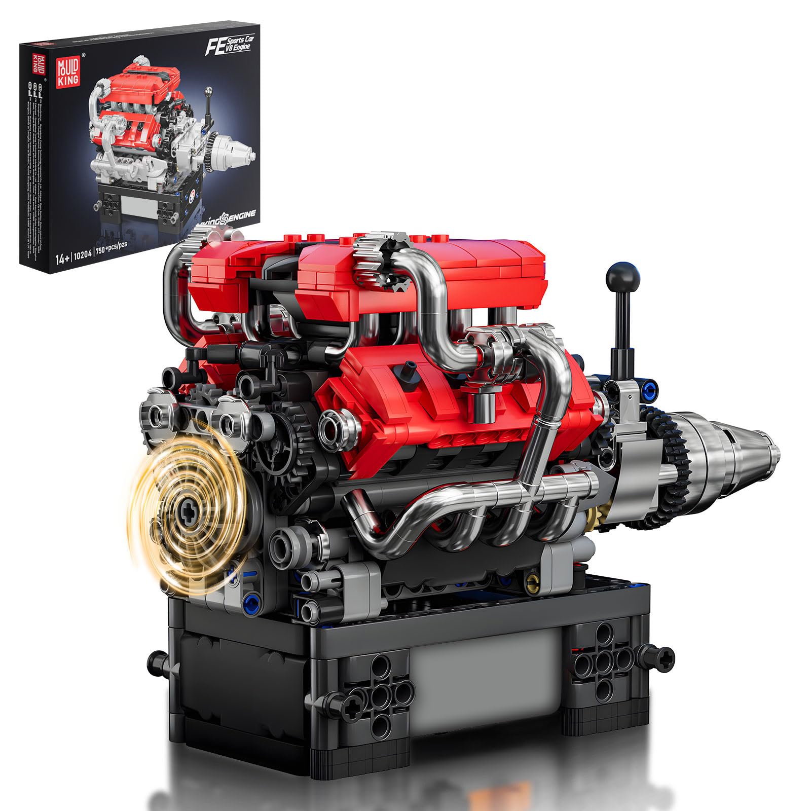 Mould King 10204 Technik V8 Motor Bausatz Bausteine Klemmbausteine Motor FE Sportwagen Auto Engine Kit Benzinmotor Modell für Auto Fans(750 Teile) Angebot bei HelloDeals