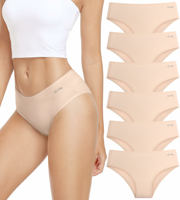 Anqier Unterhosen Damen, 6er Pack Baumwolle Panties Atmungsaktiv Slips Damen Bequeme Hipster Frauen Unterwäsche M Sanfter Hautton Angebot bei HelloDeals
