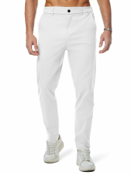 JMIERR Baumwolle Chino Hosen Herren Stretch Cargohose Hose Männer Business Freizeit Hosen Elastische Taille mit Taschen Weiß M Angebot bei HelloDeals