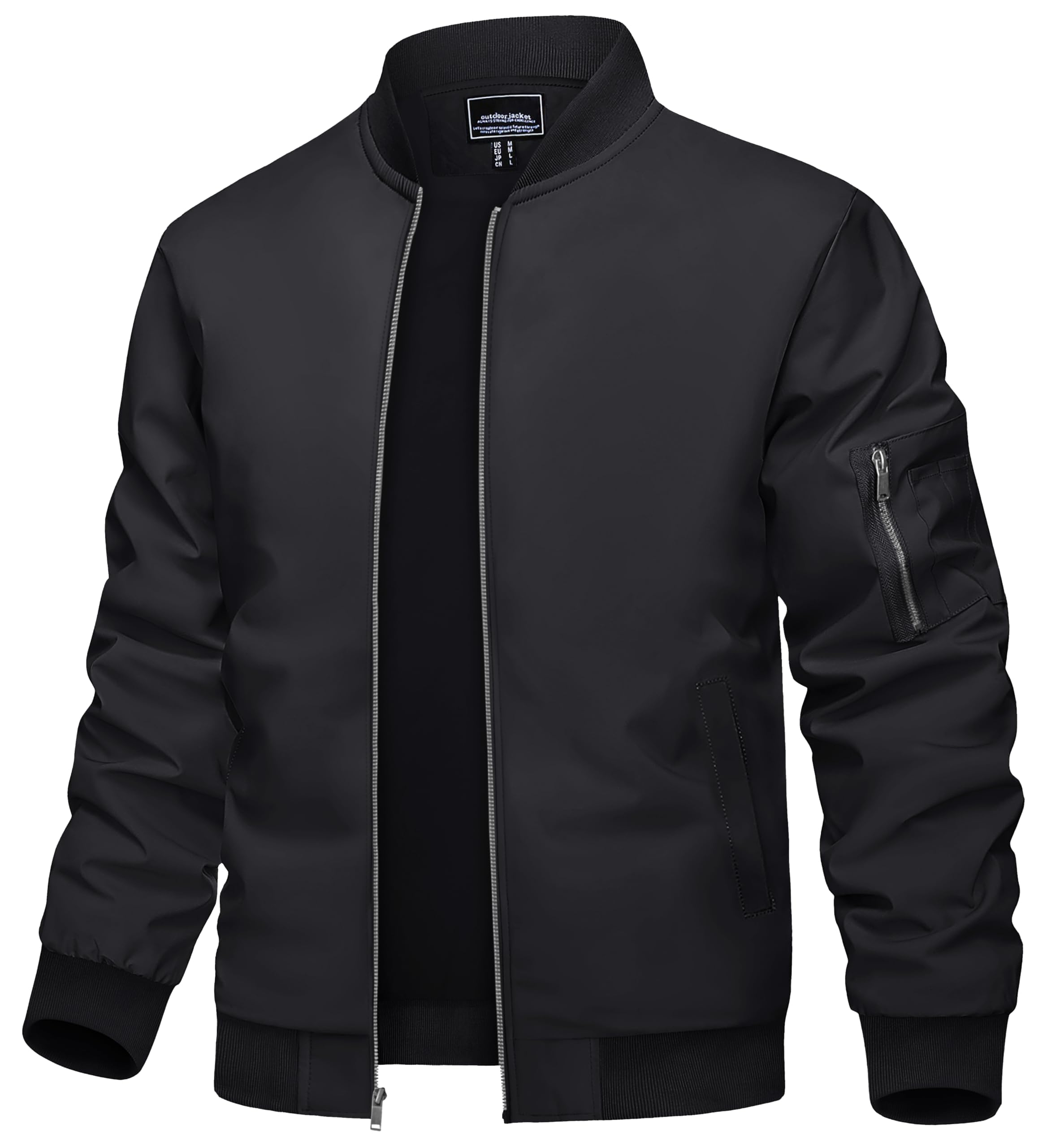 TACVASEN Herren Bomberjacke Sommer Blouson Jacke Übergangsjacke Leichte Fliegerjacken Freizeit mit Taschen M Schwarz Angebot bei HelloDeals