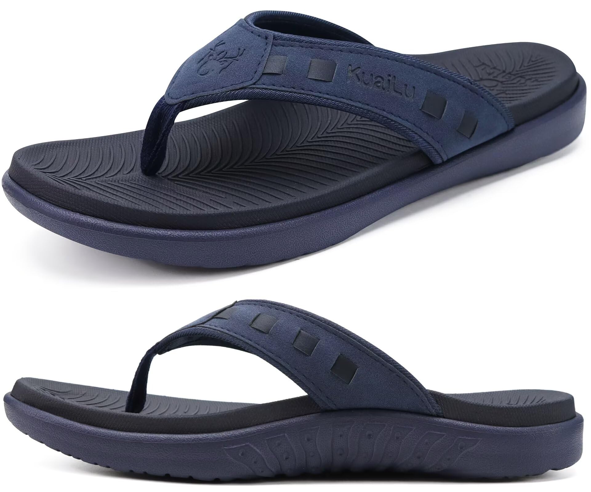 KuaiLu Flip Flops Herren Bequeme Zehentrenner Sandalen für Männer mit Plantar Fasciitis Rutschfest Sport Gummifußbett Sommer Beach/Pool Badelatschen EU 40-49 Modisches Blau 43 EU Angebot bei HelloDeals