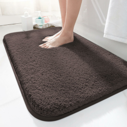 Badematte 50x80cm rutschfest, Weich Wasserabsorbierende, Shaggy Hochflor-Mikrofasermatte für das Badezimmer, Badvorleger Maschinenwaschbar für Badewanne, Dusche und Badezimmer (Kaffee) 80 x 50 cm (Rechteckig) Kaffee Angebot bei HelloDeals