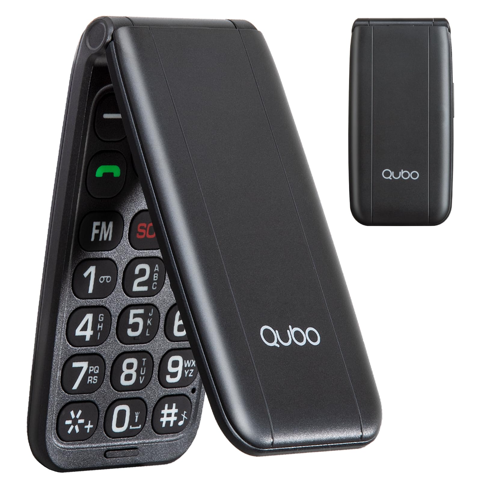 Qubo Seniorenhandy Klapphandy Ohne Vertrag Handy große Tasten Mobiltelefon für Senioren Display 2,4 Zoll, SOS-Funktion, Unterstützung Dual-SIM,Schnellanruf, FM-Radio,Taschenlampe, Schwarz Angebot bei HelloDeals