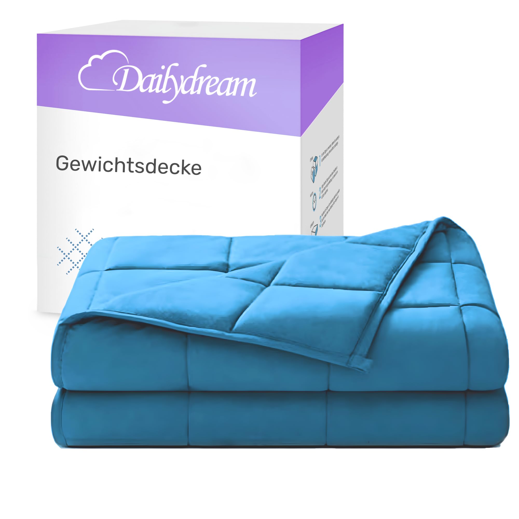 Dailydream Therapie Gewichtsdecke | 135x200 | 4,5 kg | Blau | aus 100% Baumwolle | mit Glasperlenfüllung | schwere Decke zum Schlafen | Weighted Blanket | Therapiedecke | Körpergewicht bis 52 kg Blau(standard) 135x200cm | 4,5kg Angebot bei HelloDeals