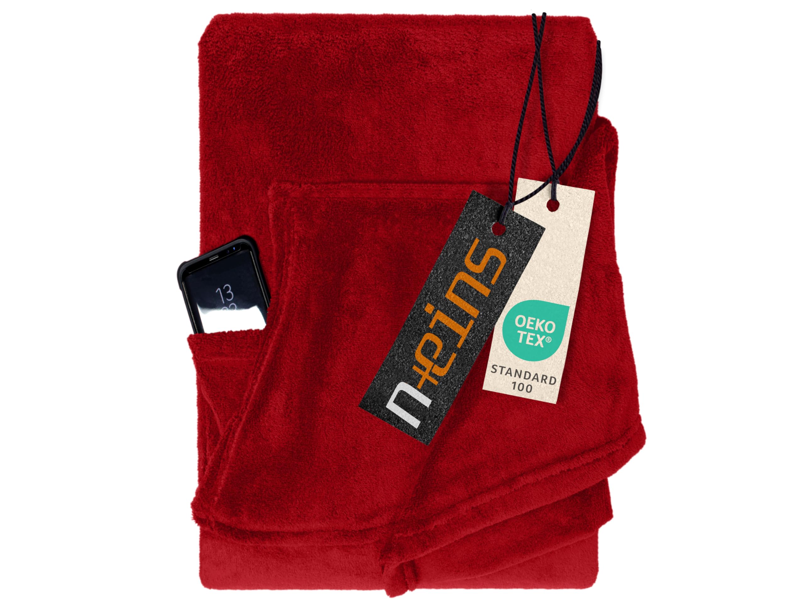 Decke mit Ärmeln Geschenke für Frauen und Männer 130x180 cm TV Deckenpullover Kuscheldecke das Original mit Ärmel & Bauchtasche 1448.2043, Bordeaux Angebot bei HelloDeals