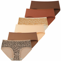 INNERSY Unterhosen Damen Baumwolle Atmungsaktive Hipster Unterwäsche Basic Bequem Panties 6er Pack M 2 Leopardenmuster/4 Einfarbig Angebot bei HelloDeals