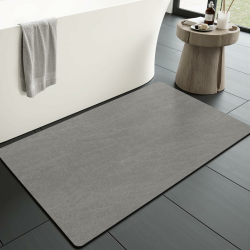 rutschfeste Badematte Super Absorbierende Badezimmerteppich: dünn 40 x 60 cm Waschbar schnelltrocknende Badvorleger Duschvorleger für Dusche, Badewannen und Badezimmer, Toilette, grau Grau 40 x 60 cm (Rechteckig) Angebot bei HelloDeals