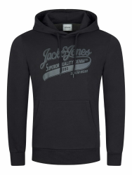 JACK & JONES Hoodie Herren Regular Fit JJEADRIAN Kapuzenpullover Pullover Sweater Print Schwarz Grau Grün Braun Beige Blau S M L XL XXL 3XL 4XL 5XL 6XL 7XL 8XL XXL Black (Superior) Angebot bei HelloDeals