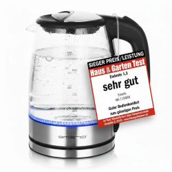EMERIO Glas Wasserkocher mit 1.7 Liter Volumen | 2200 Watt | blaue LED Innenbeleuchtung | 360° Basis | SIEGER Preis/Leistung Haus & Garten Test | bestes Borosilikatglas | Auto Off | WK-119988.7 1,7 Glas Angebot bei HelloDeals