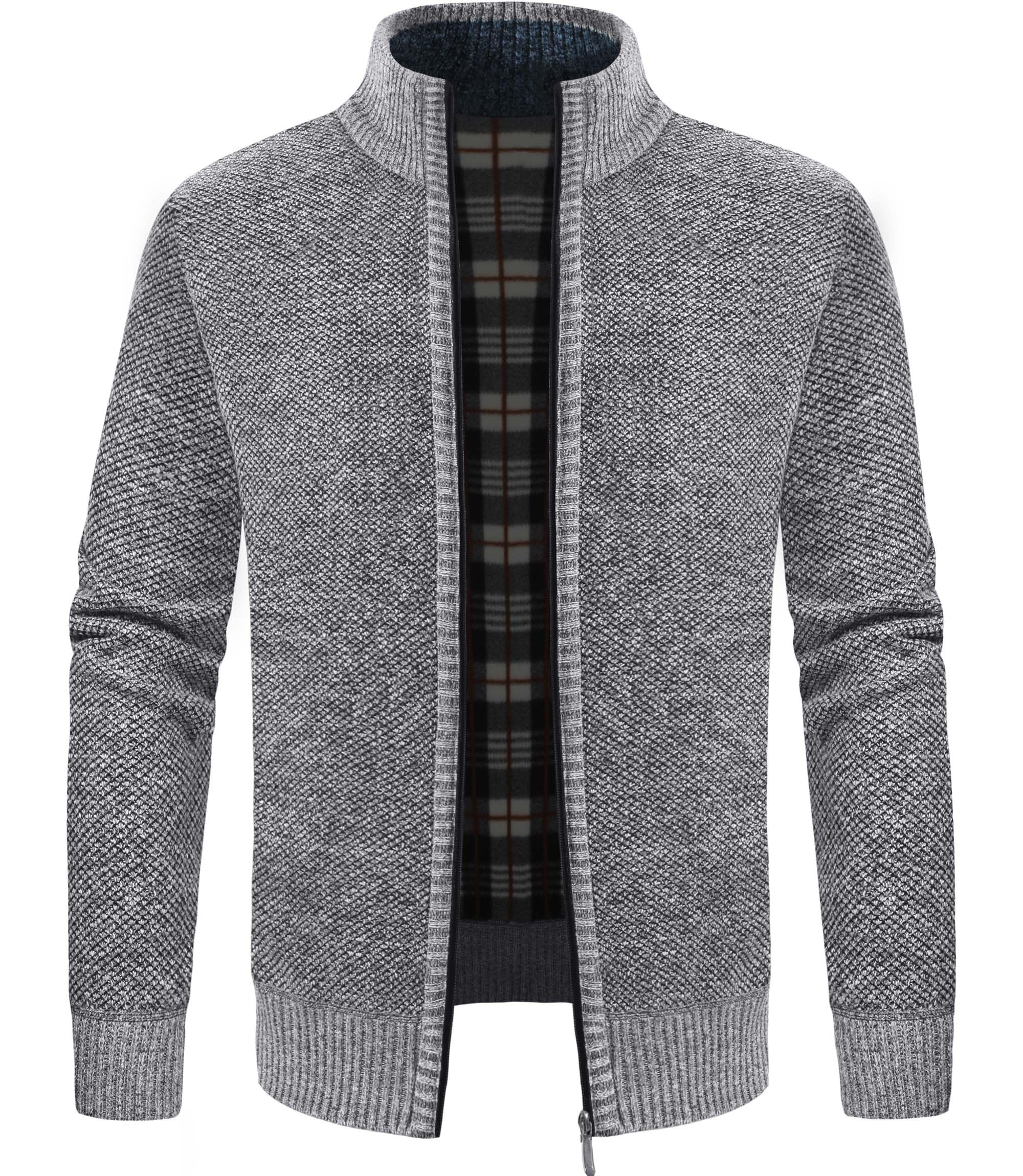 GLESTORE Strickjacke Herren Trachtenjacke Cardigan Fleecejacke Strickjacken für Herren Strickfleecejacke XL Hell Grau Angebot bei HelloDeals