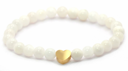 Echtes Mondstein Edelstein Armband mit 6mm Perlen und Edelstahlherz - verschiedene Längen - Heilstein Schutzstein Talisman Glücksbringer Geschenk (Mondstein, 16CM) S - 16 CM Mondstein Angebot bei HelloDeals