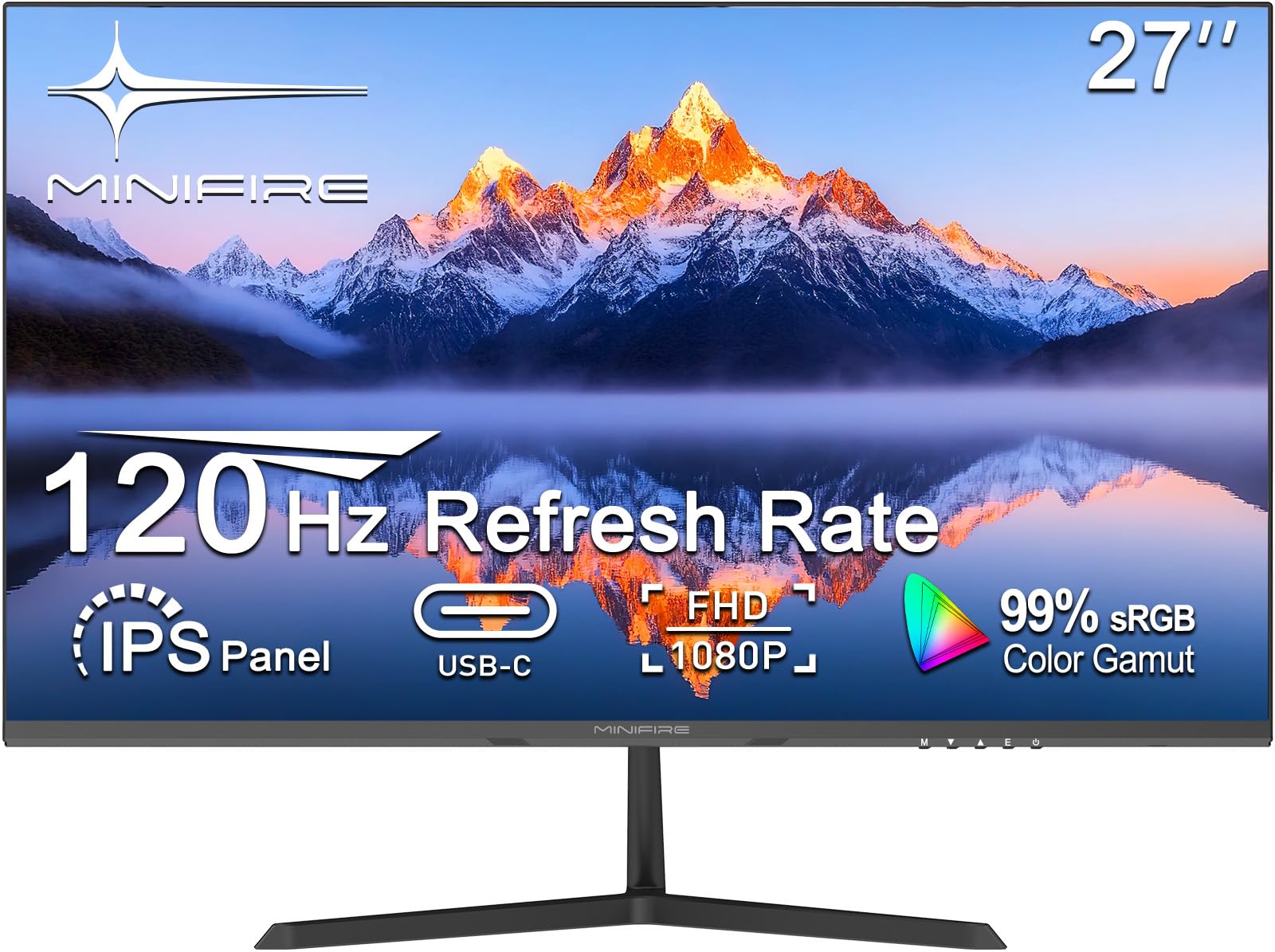 Minifire Monitor 27 Zoll Bildschirm im rahmenlosen Design, IPS, 120Hz, USB Tpye-C, FHD(1080P), sRGB110%, 300 Nits, FreeSync, Eye-Care, HDMI USB Type-C Anschlüsse, unterstützt VESA - Schwarz 27" / FHD / IPS FHD/120Hz/Type-c Angebot bei HelloDeals