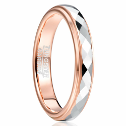 TUNGSTORY Roségold Wolfram Ring 4mm Breit Facetten Rhombus Eheringe Stufenkanten Poliert Verlobungs Ring für Herren Damen Komfort Fit Größe 49.3(15.7)-62(19.7) Roségold 53.0(16.9) Angebot bei HelloDeals