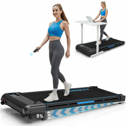 Walking Pad, 4 in 1 Laufband für Zuhause mit 9% Steigung, 1-10 km/h Walking Machine mit LED-Anzeige, Fernbedienung, 2,75HP Tragbares Laufband, Bis 150kg Belastbar, Keine Montage Erforderlich Schwarz+Blau Angebot bei HelloDeals