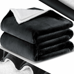 KESSER® Kuscheldecke Flauschige Sherpa Extra Weich & Warm Wohndecke Flanell Fleecedecke, Falten beständig/Anti-verfärben als Couchdecke Sofadecke oder Bettüberwurf, 220 cm x 240 cm (XXL) Schwarz 220 x 240 cm Schwarz Angebot bei HelloDeals