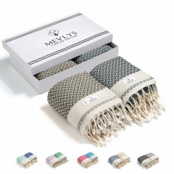 MEVLYS Saunatuch Hamamtuch [2er Pack] Saunahandtuch Strandtuch Badetuch Duschtuch Strandhandtuch Picknickdecke Baumwolle Extra Leicht Damen&Herren (Latte/Anthrazit) Latte / Anthrazit Angebot bei HelloDeals