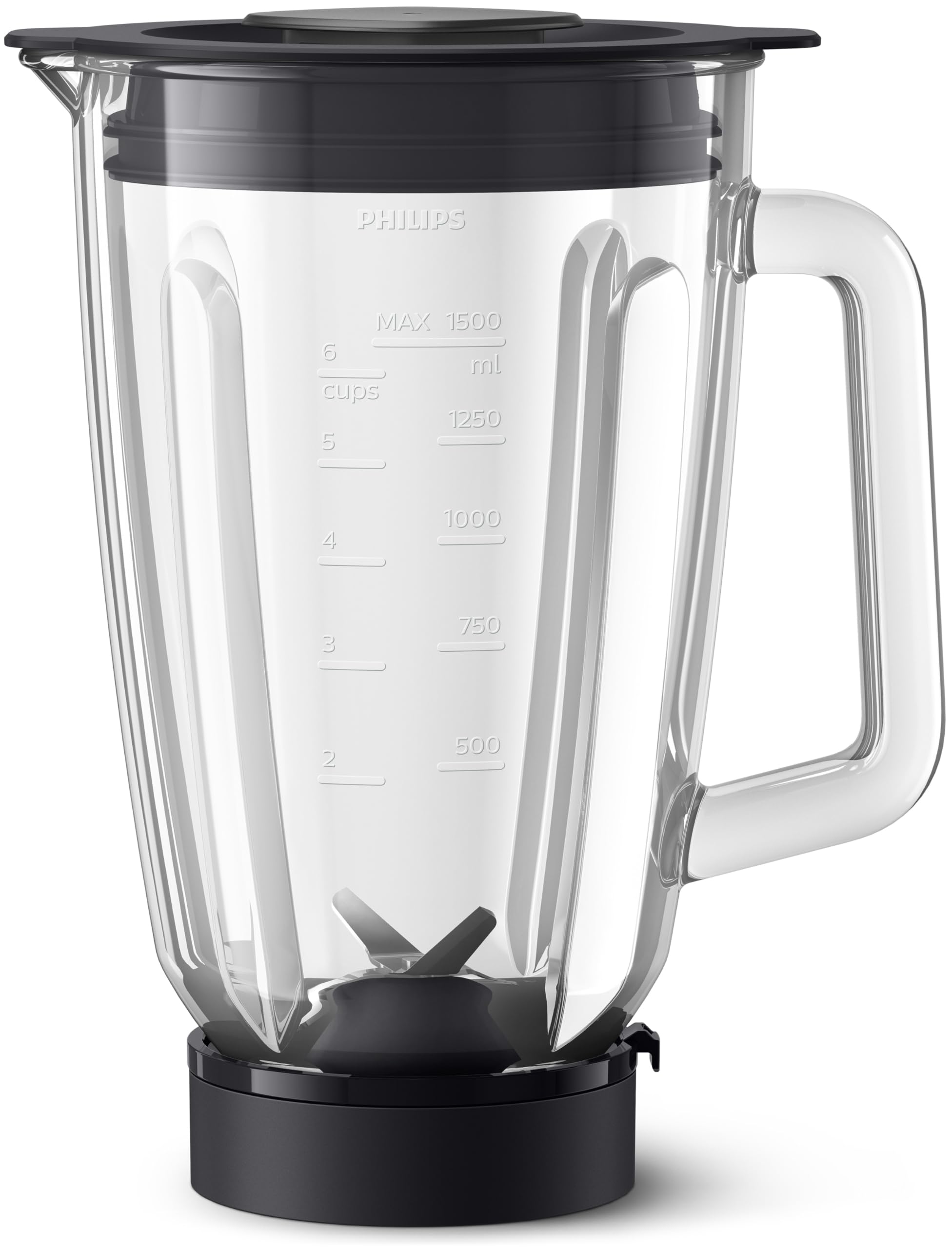 Philips Domestic Appliances Mixbehälter, 1,5 l Glasbecher, ProBlend Technologie, Spülmaschinenfest, (HR0721/00), Schwarz Angebot bei HelloDeals
