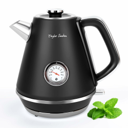 Taylor Swoden Aladin - Wasserkocher Edelstahl 1,7l, Retro elektrischer Wasserkocher mit Kalkfilter 2200w, Wasserstandsanzeige beleuchtet, Temperaturanzeigekessel, Abschaltautomatik Angebot bei HelloDeals