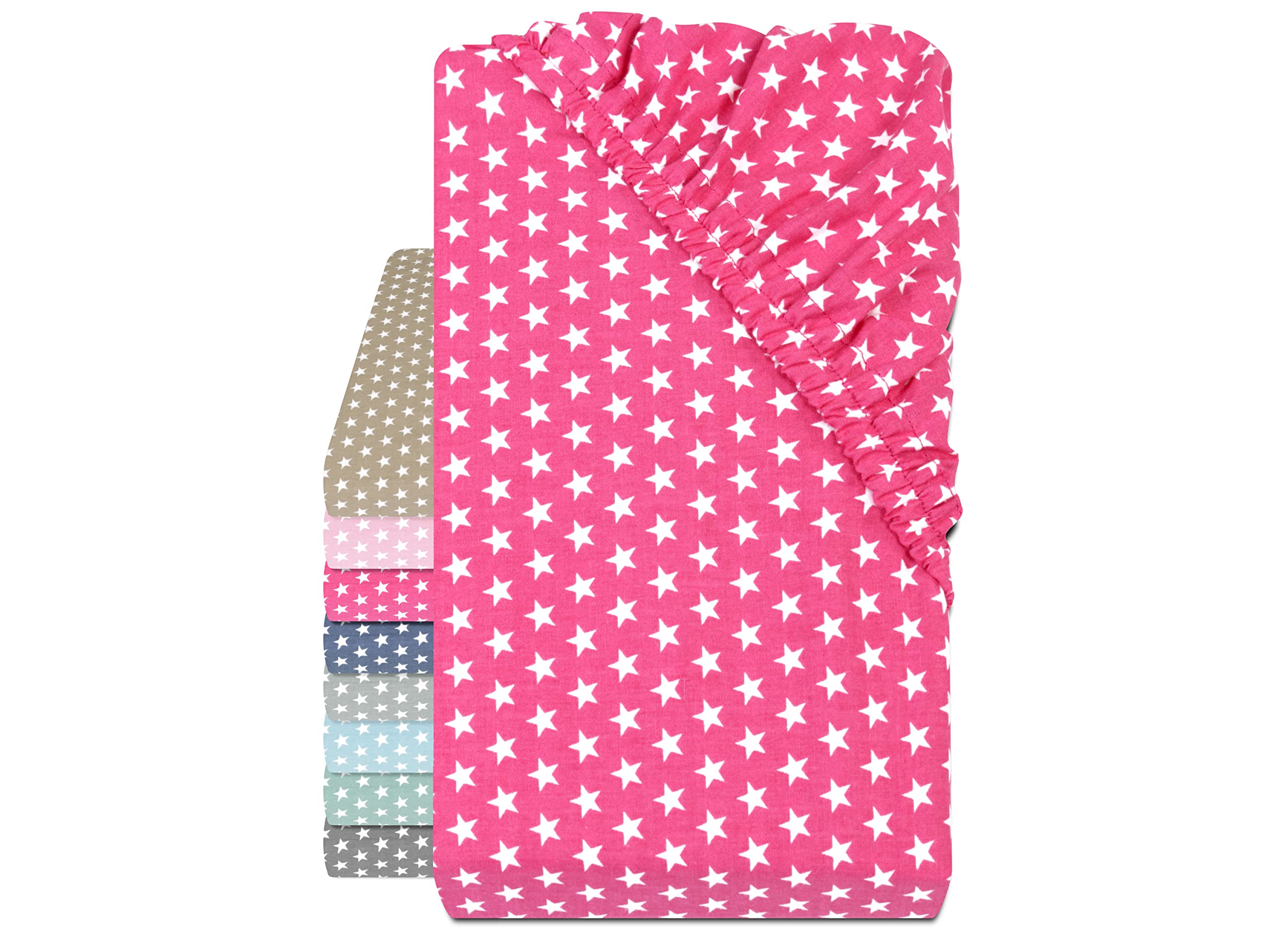 Baumwolle Spannbettlaken - Sternen im Alloverdesign 445.511, 70 x 140-150 cm, Fuchsia Fuchsia 70 x 140-150 cm Angebot bei HelloDeals