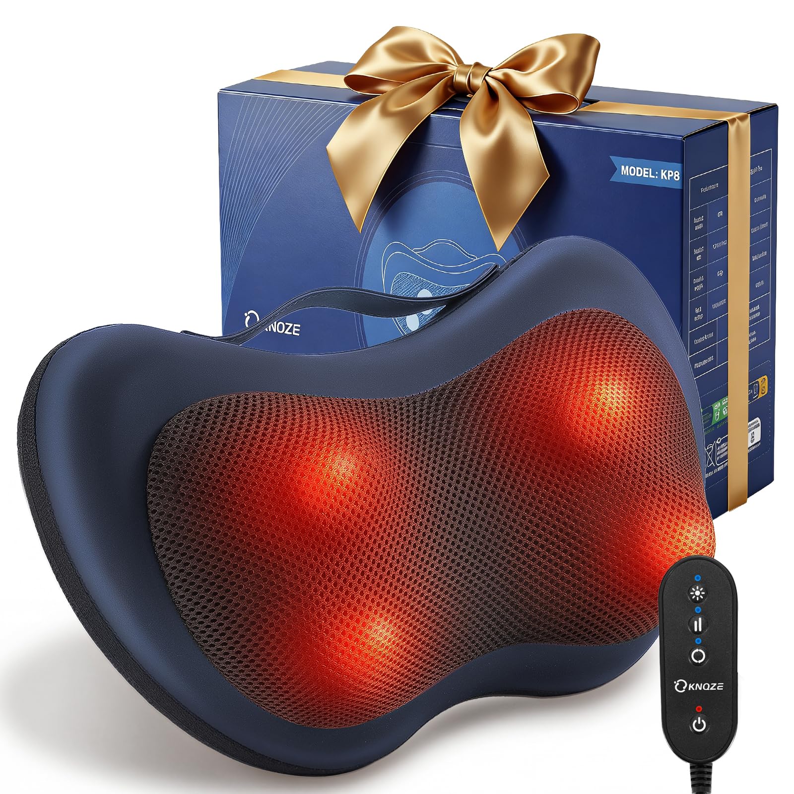 KNQZE Massagegerät, Nackenmassagegerät mit wärme, Shiatsu Massagegerät für Nacken, Schulter, Rücken, Geburtstagsgeschenk für Frauen Männer, Massagekissen mit 3D Rotierenden Massageköpfen, Fernsteuerun Schwarz Angebot bei HelloDeals