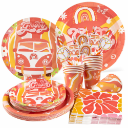 SUNBEAUTY 80 Stück Boho Geburtstag Partygeschirr Pappteller Kindergeburtstag einschließlich Pappbecher Servietten Strohhalme Pappteller für Hochzeiten Babypartys Geburtstag Dekoration(16 Gäste) Boho Partygeschirr Angebot bei HelloDeals