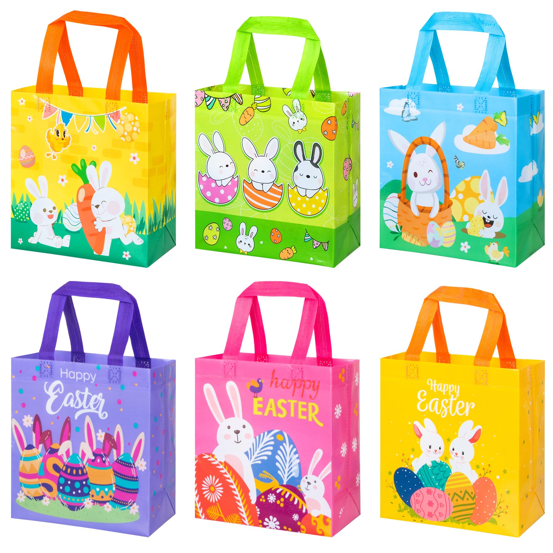 GOMANCHE 6 x Ostereiersuche-Taschen mit Griffen, Wiederverwendbare Ostern Geschenktüten für Kinder, Non-Woven Ostertaschen zum Verpacken für von Geschenken, Eiersuche, Partyzubehör Angebot bei HelloDeals
