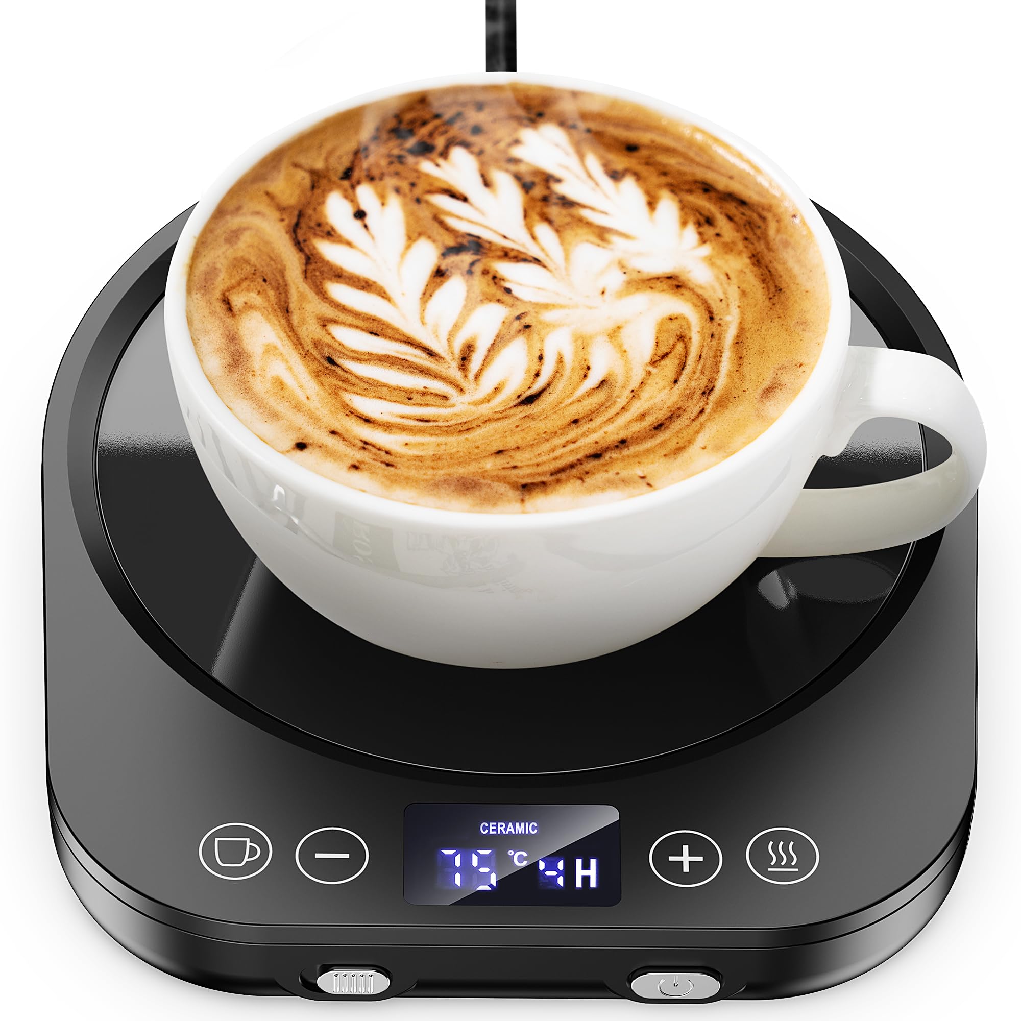 Accwork Kaffeewärmer, aufgerüstet Tassenwärmer, Elektrischer Kaffeewärmer 9 Temperatureinstellungen Schreibtisch Tassenwärmer mit 1-9h Abschaltautomatik für Kaffee Tee Kakao Milch Schwarz Angebot bei HelloDeals