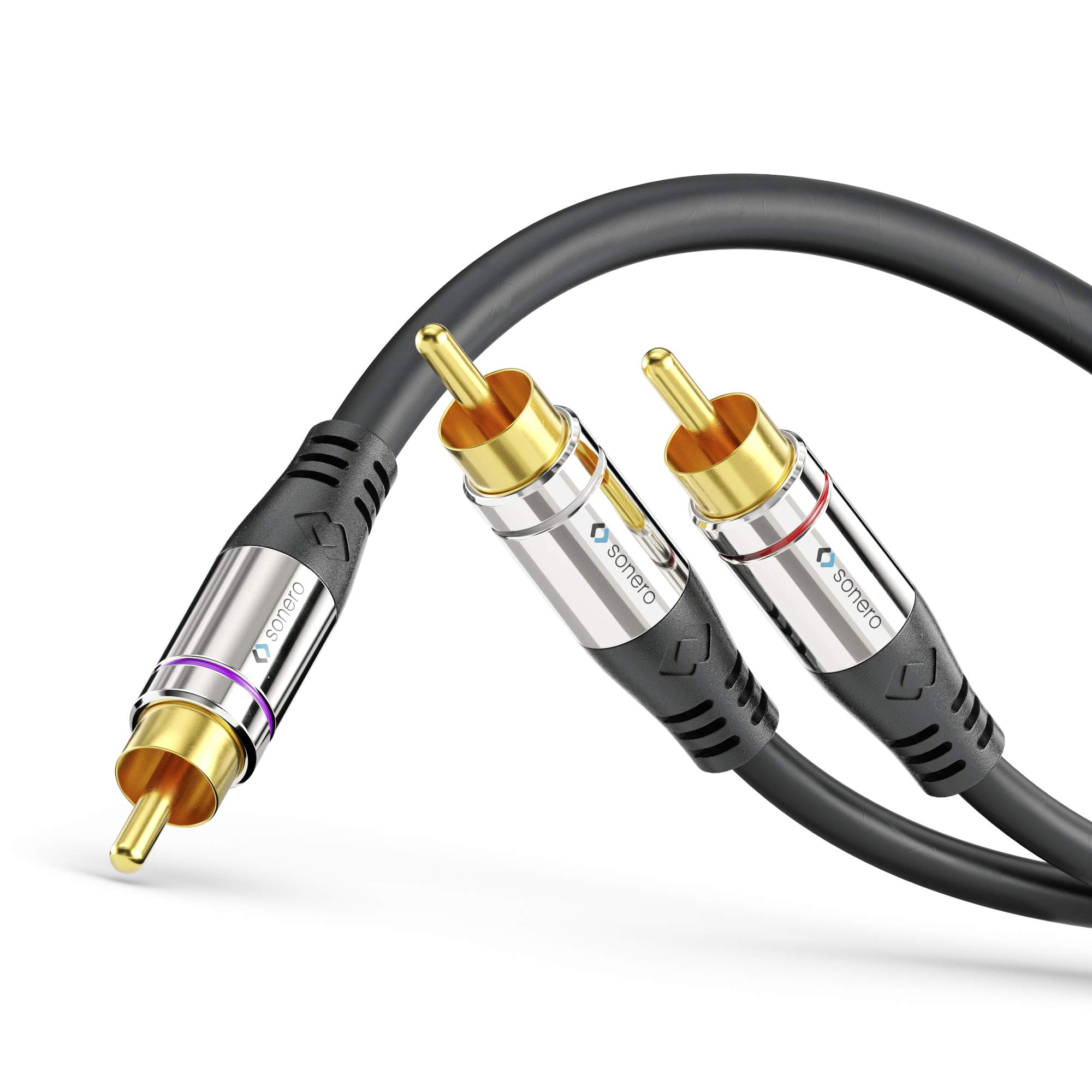 Sonero Premium Cinch Audiokabel, 1x Cinch Stecker auf 2x Cinch Stecker 1,00m, vergoldete Kontakte, schwarz 1x Cinch - 2x Cinch 1,00m Angebot bei HelloDeals