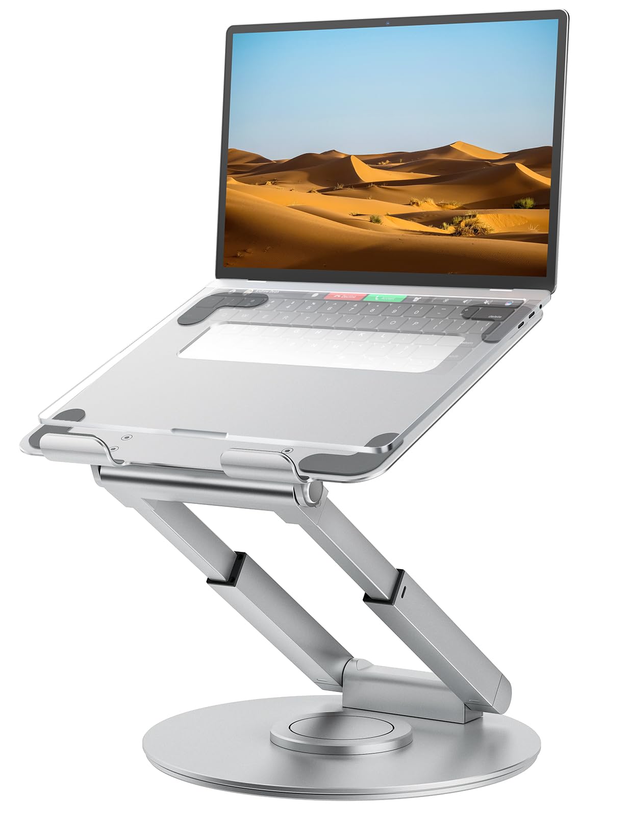Laptop Ständer Höhenverstellbar mit 360° Drehbarer Basis, Ergonomisch Laptopständer, Laptop Erhoehung Fuer Schreibtisch, Standing Laptop Stand Computer Ständer mit MacBook Pro, Laptops 10–17" Silber Angebot bei HelloDeals