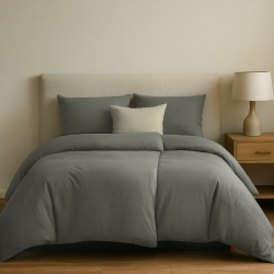 Dreamzie Bettwäsche 135x200 Baumwolle 4teilig - Dunkelgrau - 2X Bettbezug 135x200 und 2X Kissenbezug 80x80 cm - Oeko-Tex Zertifiziert - Bettwäsche 135x200 4teilig 4Teilig 135x200cm + 2 x Kissenbezuge 80x80cm Dunkelgrau Angebot bei HelloDeals