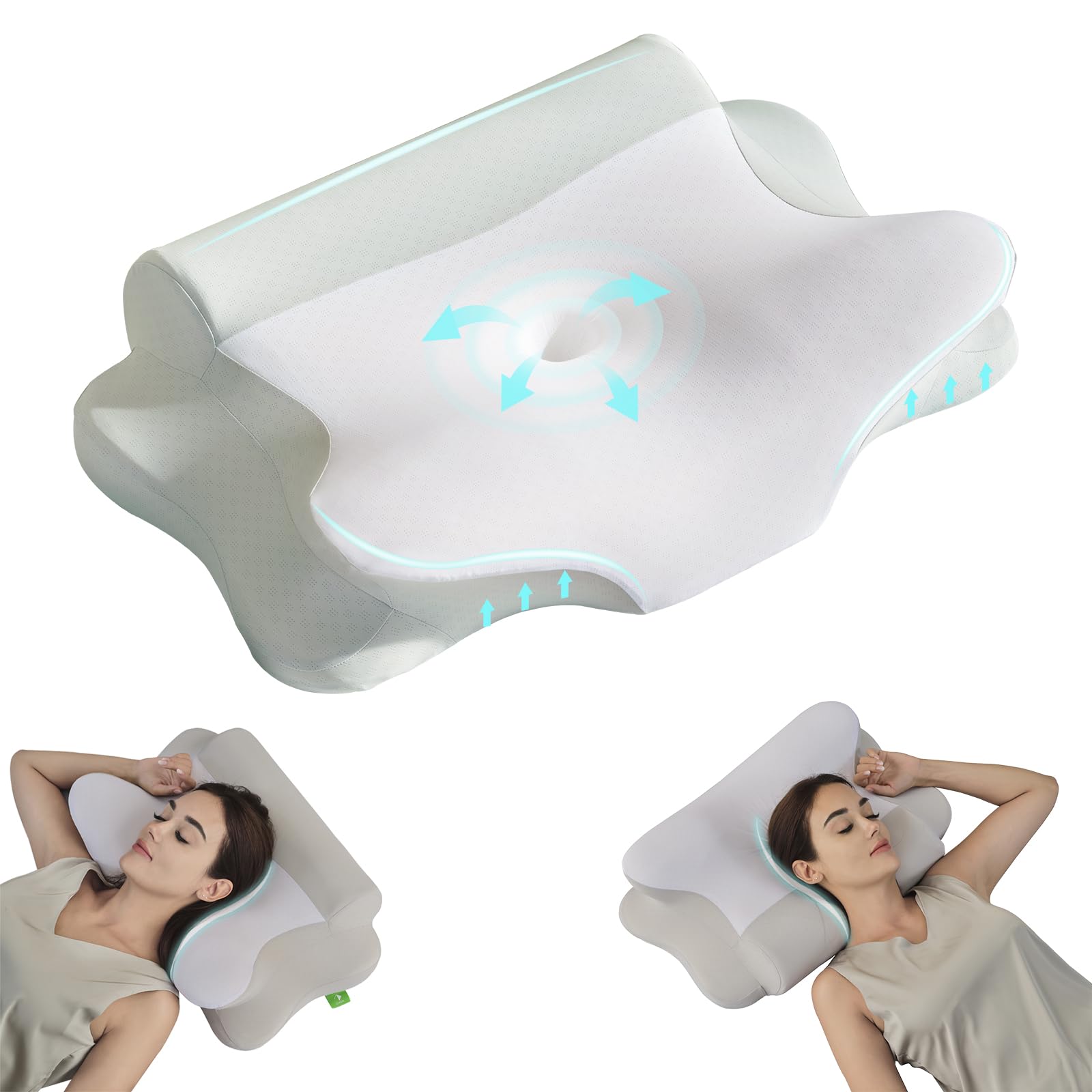 Z-hom Nackenkissen Kopfkissen, Memory Foam Kissen ergonomisches Nackenkissen Kopfkissen, Pillow Kissen für Seiten, Rücken & Bauchschläfer, Ergonomisches Seitenschläferkissen (60 x 39 x 10/12 cm) Angebot bei HelloDeals
